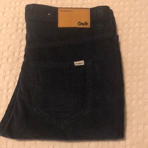 Blue corduroy pants from Anthropologie